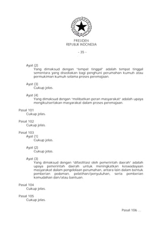 UU 1 Tahun 2011 tentang Perumahan dan Kawasan Permukiman