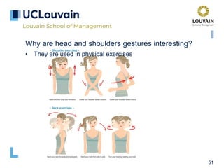 51
Why are head and shoulders gestures interesting?
• They are used in physical exercises
 