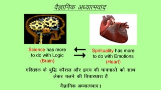 DScience has more
to do with Logic
(Brain)
Spirituality has more
to do with Emotions
(Heart)
oSKkfud v/;kReokn
 