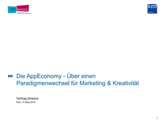 1Die AppEconomy - Über einen Paradigmenwechsel für Marketing & KreativitätVortrag dmexcoKöln, 15 Sept 2010