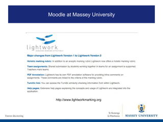 http://www.lightworkmarking.org Moodle at Massey University 