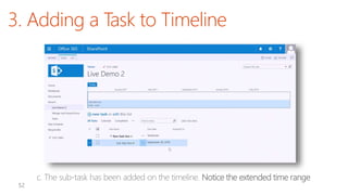 3. Adding a Task to Timeline
c. The sub-task has been added on the timeline. Notice the extended time range
 