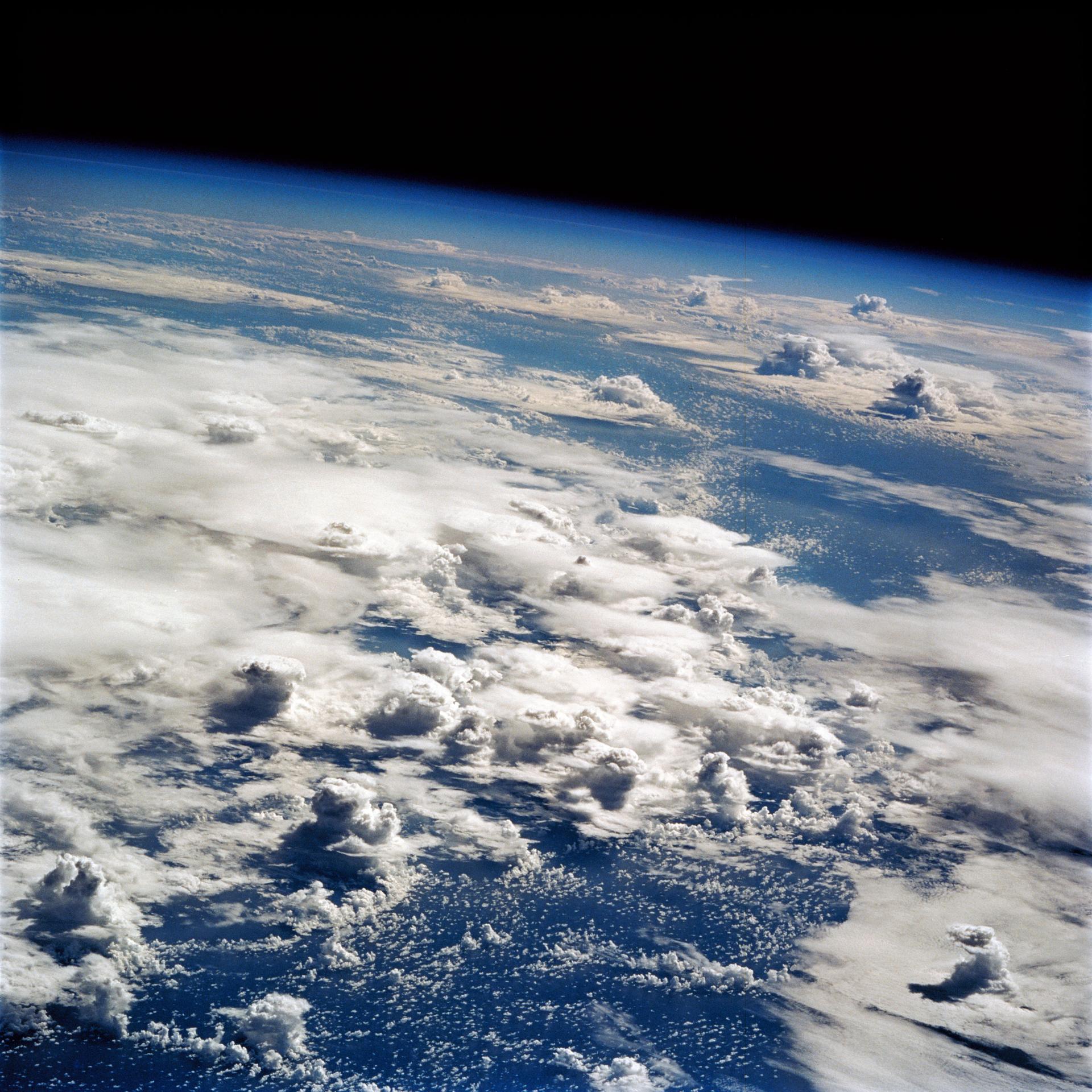 This is a photo of the clouds over Earth taken from space.