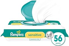 Pampers Sensitive Baby Wipes, Water Based, Hypoallergenic and Unscented, 1 Flip-Top (56 Wipes Total)