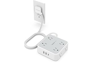 Surge Protector Flat Extension Cord Flat Plug Power Strip, 8 AC Outlets, 3 USB Charger(1 USB C Port) 3-Sided Outlet Extender,