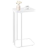 KJGKK C Shaped End Table, 27 Inches High Small Side Table for Sofa and Bed, Couch Table That Slides Under, Tall Tv Tray Table