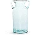 MDLUU Decorative Glass Vase 11" Tall, Bubble Air Flower Vase with Handles, Handblown Jug Vase for Dining Room, Bedroom, Bathr