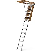 WIILAYOK Aluminum Attic Ladder - Lightweight and Portable, 375-pound Capacity Convenient Access to Your Attic, Fits 7'8"-10'3