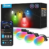 Govee Smart Outdoor String Lights H7021, RGBIC Warm White 96ft (2 Ropes of 48ft) LED Bulbs, WiFi Patio Lights Work with Alexa