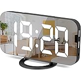 Digital Alarm Clock,6" Large LED Display with Dual USB Charger Ports | Auto Dimmer Mode | Easy Snooze Function, Modern Mirror