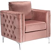 Signature Design by Ashley Lizmont Modern Glam Accent Chair with Nailhead Trim, Pink