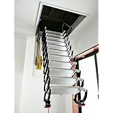 INTBUYING Ceiling Ladder Folding Loft Ladder Attic Ceiling Ladder Stairs Heavy Duty Extension Pulldown Ladder Carbon Steel 9.