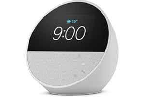 All-new Amazon Echo Spot (2024 release), Smart alarm clock with vibrant sound + Alexa, Glacier White