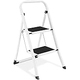 2 Step Ladder, Lightweight Folding Step Stools for Adults with Anti-Slip Pedal, Portable Sturdy Steel Ladder with Handrails, 