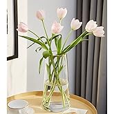 FUNSOBA Clear Glass Flower Vase with Gold Mouth for Centerpieces Home Wedding Decoration (1, Large 5.2" x 9.9“)