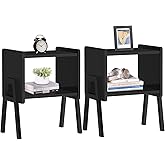 TUTOTAK End Table, Nightstand, 2-Tier Storage Shelf, Stackable End Tables, Sofa Table for Small Space, Living Room, Bed Room 