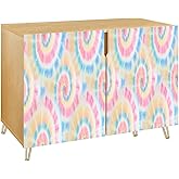 Tie Dye Pattern Aquarelle Illustration Tie Dye Hippie Pattern Wooden Door Accent Cabinet 2 Doors Storage Table Bar Cabinet TV