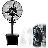 GLazzy Oscillating Pedestal Fan Industrial Misting Spray Fan, Industrial Standing Floor Fan, Patio Cooling Air Circulator Fan