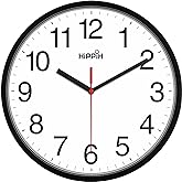 HIPPIH Clock Black Wall Clock Silent Non Ticking Quality Quartz - 10 Inch Round Easy to Read for Home Office & School Decor C