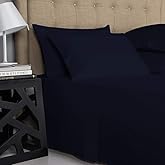 Calico Homes 800 Thread Count Solid Pattern 10-12 Inches Deep Pocket 100% Cotton 4 Piece Sheet Set King Size Navy Blue Color