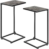 C Shaped End Table Set of 2, C Tables for Couch, Snack Side Table for Sofa, Couch Tables That Slide Under, Small TV Tray Tabl