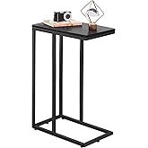WLIVE Black Side Table, C Shaped Bed Side Tables, Small End Table for Living Room, Bedroom, Small Spaces, Wood Table, 28.35" 