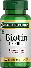 Nature's Bounty Biotin, Supports Healthy Hair, Skin and Nails, 10,000 mcg, Rapid Release Softgels, 120 Ct