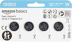 Amazon Basics 4-Pack CR2032 Lithium Coin Cell Battery, 3 Volt, Long Lasting Power, Mercury-Free