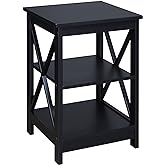 Convenience Concepts Oxford End Table with Shelves, Black