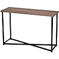 Household Essentials Jamestown Console Sofa Table Ashwood Rustic Wood Grain and Black Metal, 29.5 Inch