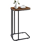 KJGKK C Shaped End Table, 27 Inches High Small Side Table for Sofa and Bed, Couch Table That Slides Under, Tall Tv Tray Table