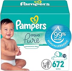 Pampers Aqua Pure Sensitive Baby Wipes, 99% Water, Hypoallergenic, Unscented, 12 Flip-Top Packs (672 Wipes Total)