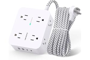 Surge Protector Power Strip - 8 Outlets with 4 USB (2 USB C) Charging Ports, Multi Plug Outlet Extender, 5Ft Braided Extensio