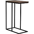 Household Essentials Walnut Industrial Narrow End Table | Metal C Shaped Frame and Rectangle Faux Wood Top, C Table