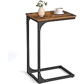 VASAGLE C-Shaped End Table, Small Side Table for Couch, Sofa Table with Metal Frame for Living Room, Bedroom, Bedside, Rustic