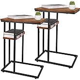 Yoobure C Table End Table Set of 2, Side Tables Living Room, C Shaped Side Table, Couch Tables That Slide Under Couch Table w