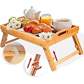 KEEKR Bed Tray Table with Leg Locks, Adjustable Height & Foldable Legs - Breakfast Bed Table Tray for Sofa, Bed & Eating. Use