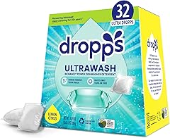 Dropps Dishwasher Detergent Pods: Lemon | 32 Count | Cuts Grease & Fights Stuck On Food | For Sparkling Glassware & Dishes | 