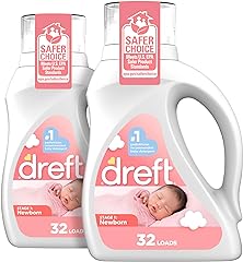 Dreft Newborn Baby Liquid Laundry Detergent, Gentle on Sensitive Skin, HE Compatible, 2 pack, 32 loads each