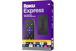 Roku Express | HD Roku Streaming Device with Standard Remote (no TV controls), Free & Live TV