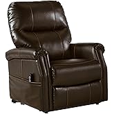 Signature Design by Ashley Markridge Faux Leather Modern Electric Power Lift Recliner for Elderly, Brown