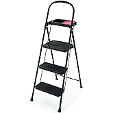 Rubbermaid RMS-3T 3 Steel Step Stool with Project Tray, Black