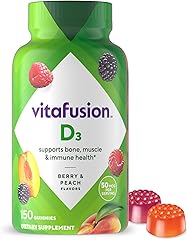 Vitafusion Vitamin D3 Gummy Vitamins for Bone and Immune System Support, Peach, Blackberry and Strawberry Flavored, 50 mcg Vi