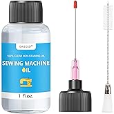 1FL.OZ. Sewing Machine Oil with Extra Long 1.5 Inch Needle Tip and Double Head Brush, Fine Light Machine Oil, Universal Clear