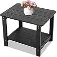 Stoog 22.8 inches Oversized Outdoor Side Table with 2 Layer Storage, Rectangular End Table, All-Weather Patio Table, 22.8"x17