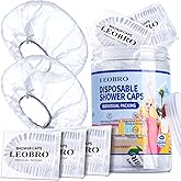 LEOBRO Shower Cap, 80PCS Individually Wrapped Disposable Shower Caps for Women, Plastic Shower Caps Disposable, Plastic Hair 