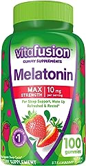 Vitafusion Max Strength Melatonin Gummy Supplements, Strawberry Flavored, 10 mg Melatonin Sleep Supplements, America’s Number