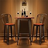 Qsun 3 Piece Bar Table and Chairs Set for 2, Dining Table Set for 2, Pub Table and Chairs with Footrest and Foot Pads for Kit