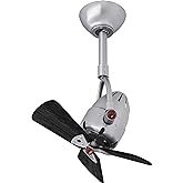 Matthews DI-BN-WDBK Diane Indoor/Outdoor Damp Rated Directional 16" 90° Oscillating Ceiling Fan with Remote, Matte Black Soli