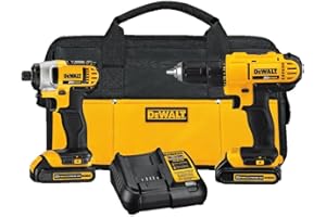 DEWALT 20V MAX Cordless Drill and Impact Driver, Power Tool Combo Kit with 2 Batteries and Charger (DCK240C2)